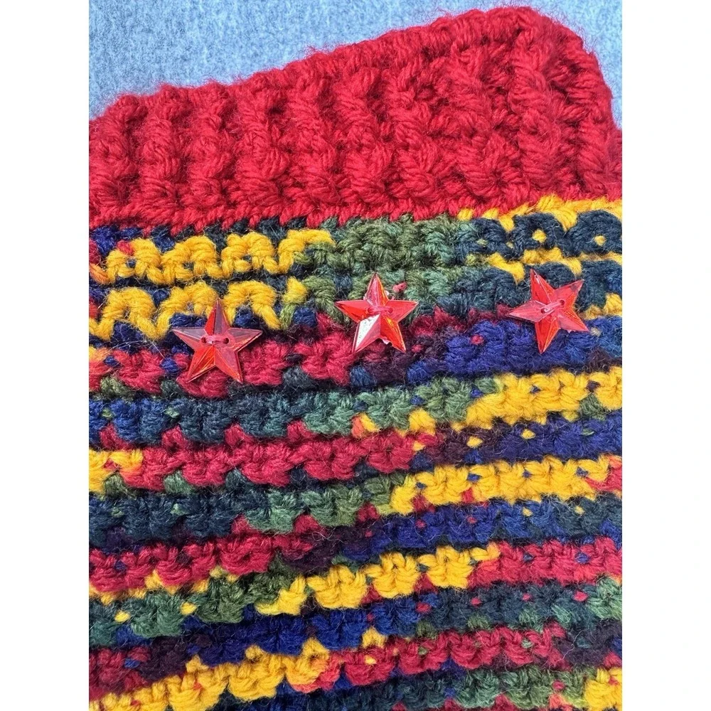 Dog Sweater & Hat Set  XS/S  Red‎ Multicolor Variegated Hand Crocheted